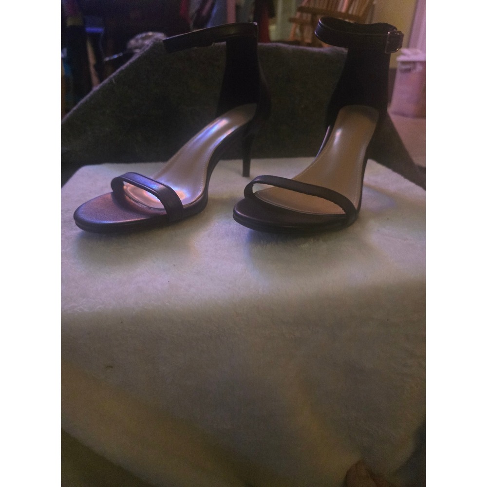 Black Ankle Strap Stiletto Sandals Open Toe Dress Heels Size 8.5